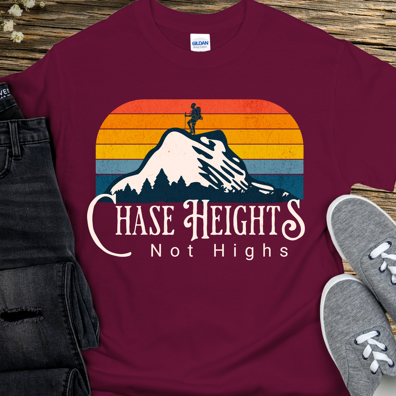 maroon Recovery T-Shirt | Inspiring Sobriety | Chase Heights, Not Highs