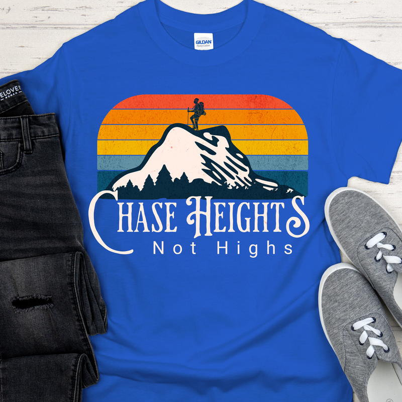 royal blue Recovery T-Shirt | Inspiring Sobriety | Chase Heights, Not Highs