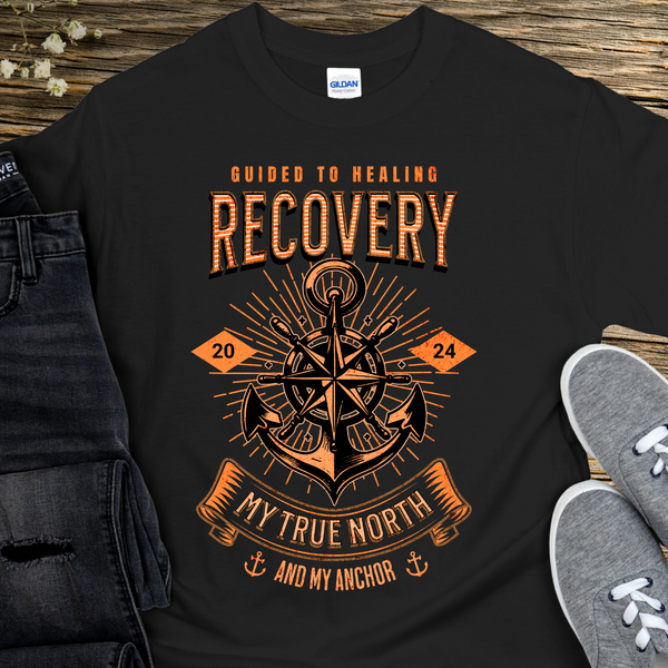 black Custom Recovery T-Shirt | Inspiring Sobriety | Recovery - My True North