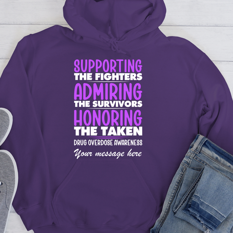 purple Custom Recovery Hoodie | Inspiring Sobriety |  Supporting The Fighters Overdose Awareness