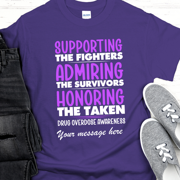 purple Custom Recovery T-Shirt | Inspiring Sobriety |  Supporting The Fighters Overdose Awareness