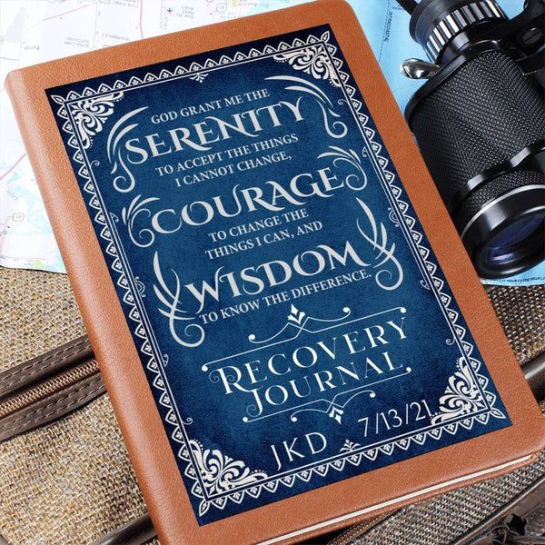 Custom Serenity Prayer Recovery Journal | Inspiring Sobriety | SERENITY COURAGE WISDOM