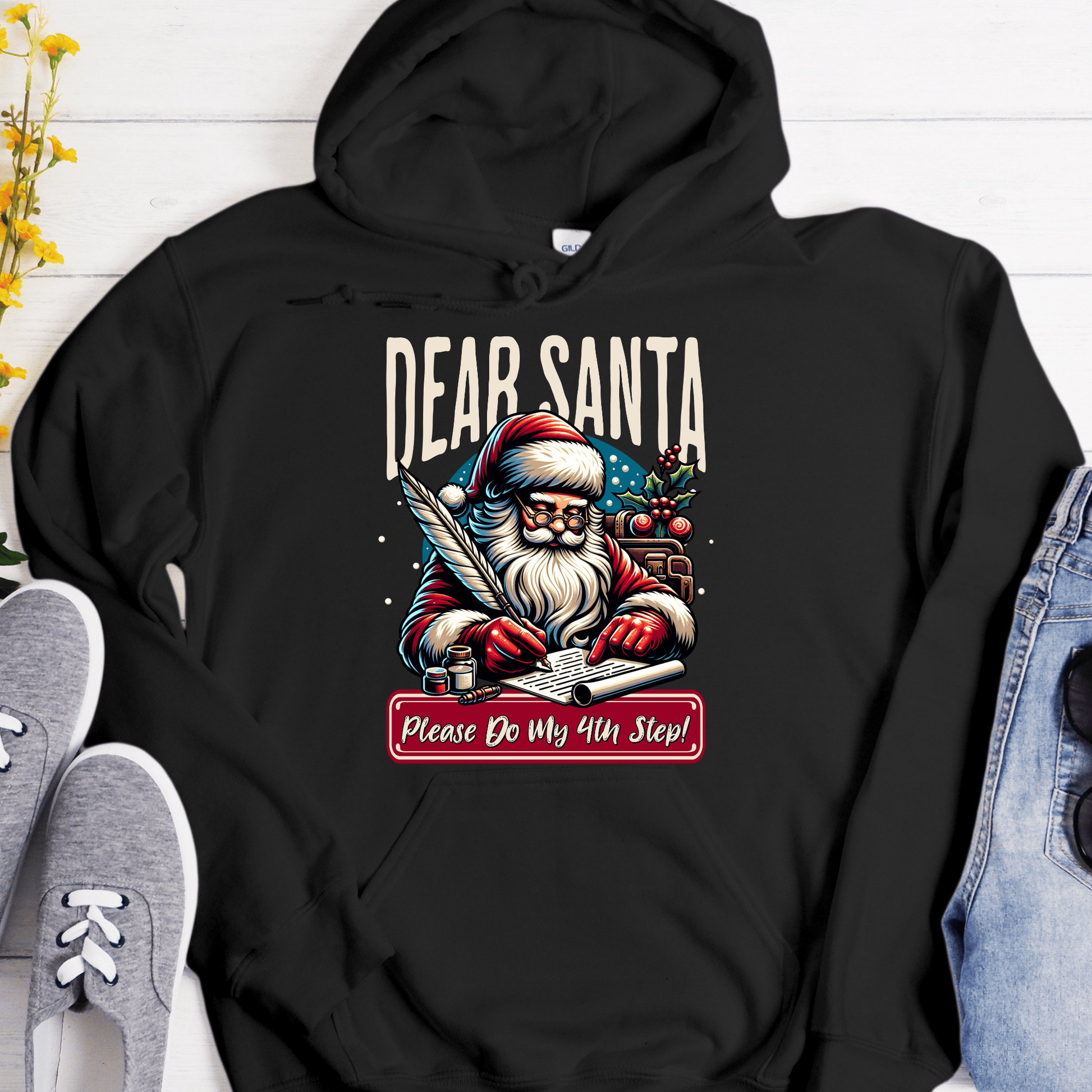 Christmas Recovery Hoodie | Inspiring Sobriety |  Dear Santa, Please Do My 4th Step