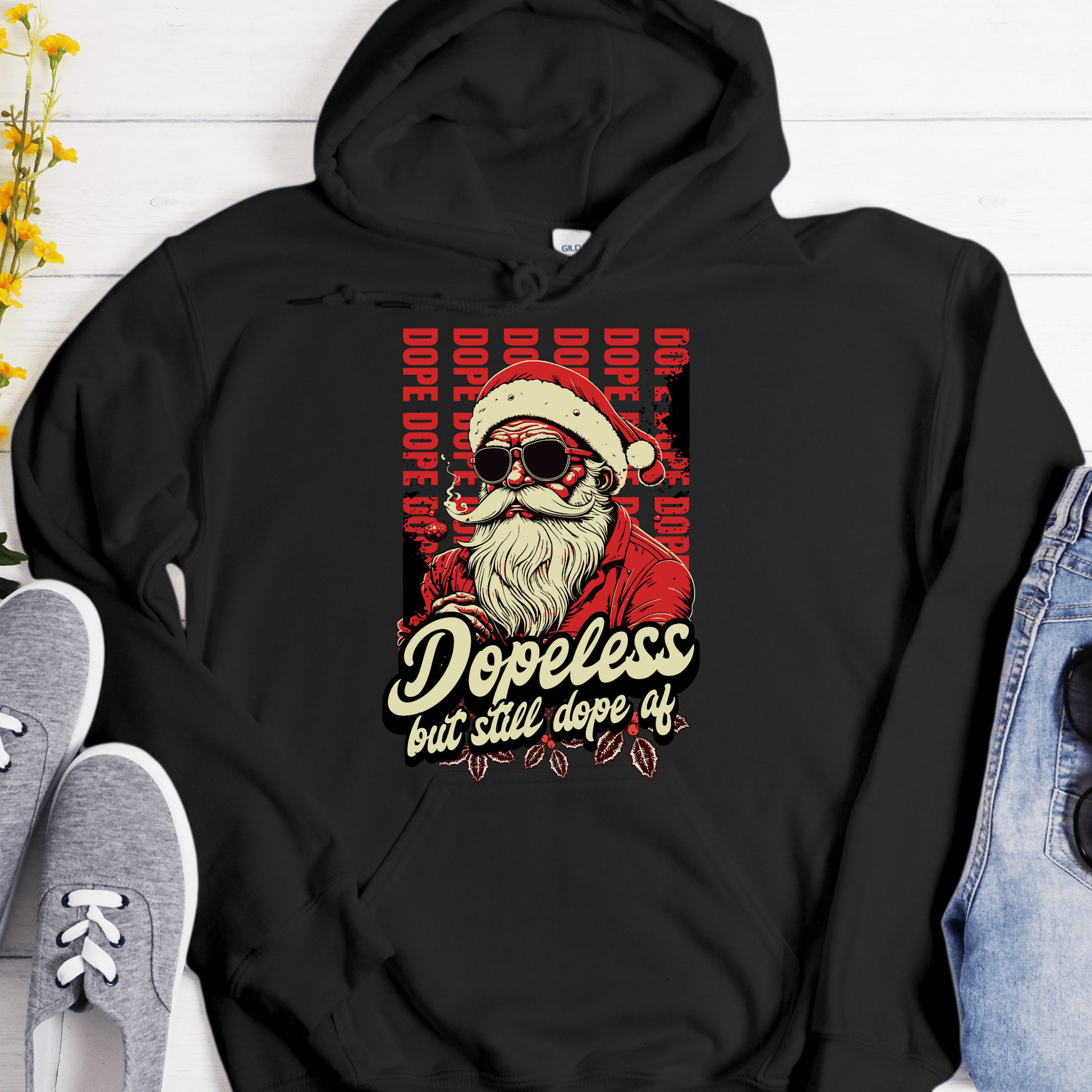 Christmas Recovery Hoodie | Inspiring Sobriety |  Dopeless But Dope AF Santa