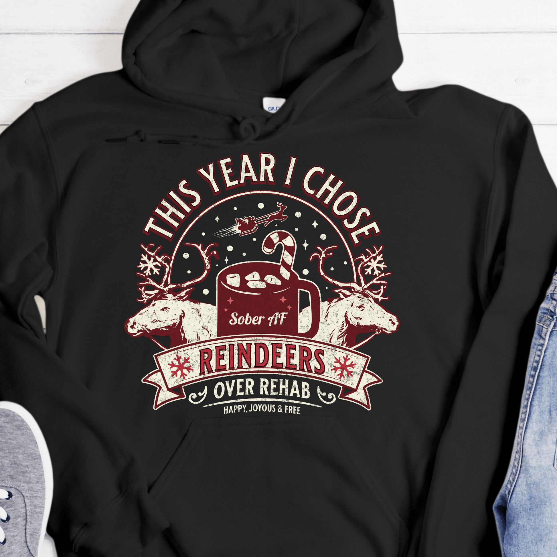 Christmas Recovery Hoodie | Inspiring Sobriety |  Reindeers Over Rehab