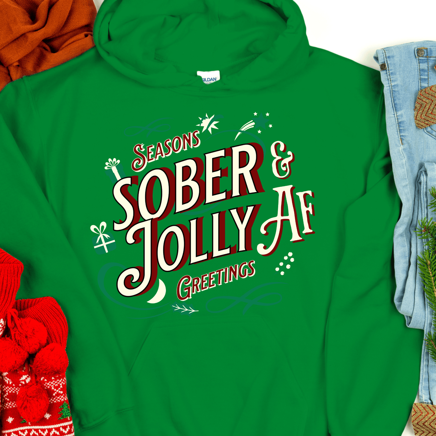 Christmas Recovery Hoodie | Inspiring Sobriety |  Sober & Jolly AF