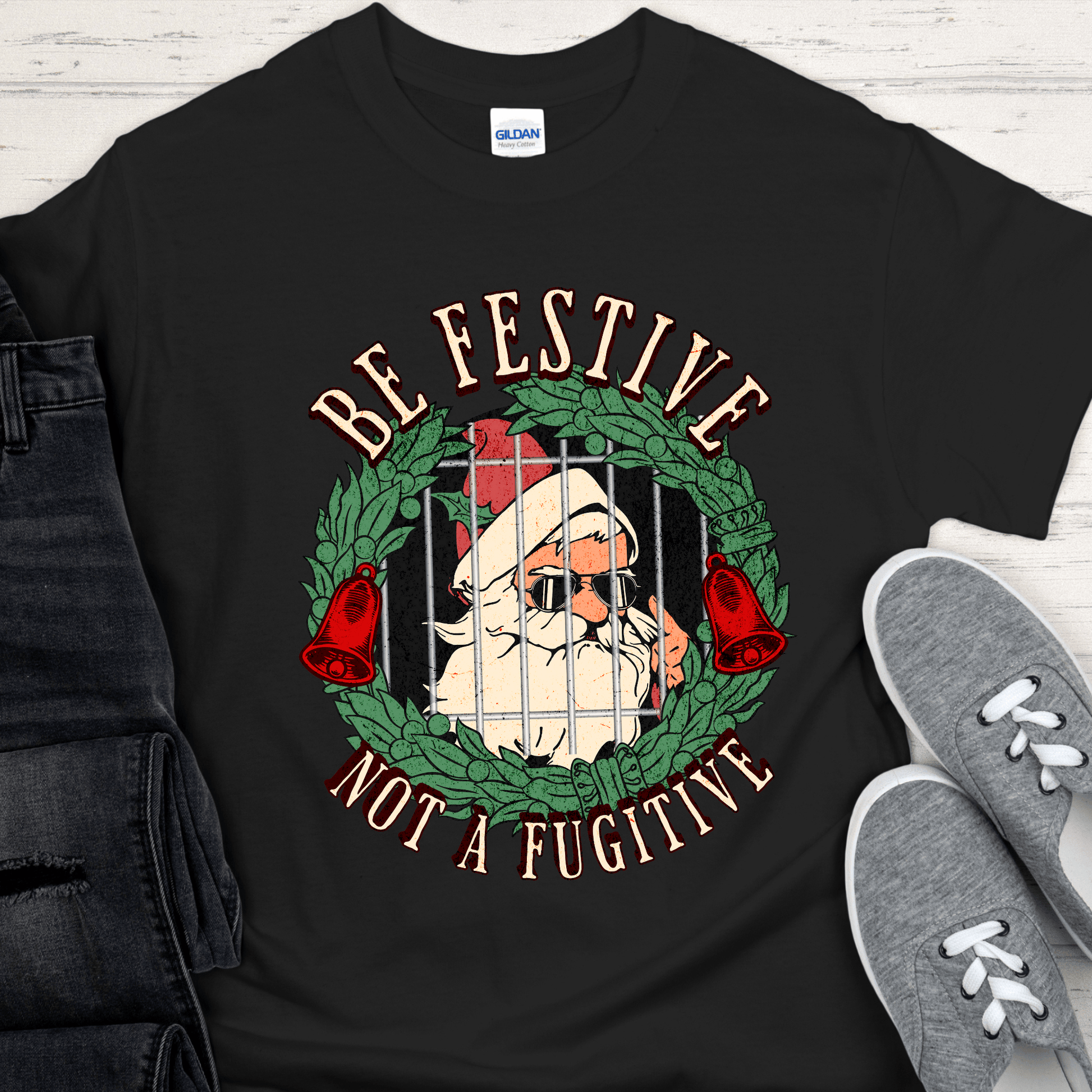 Christmas Recovery T-Shirt | Inspiring Sobriety |  Be Festive, Not a Fugitive