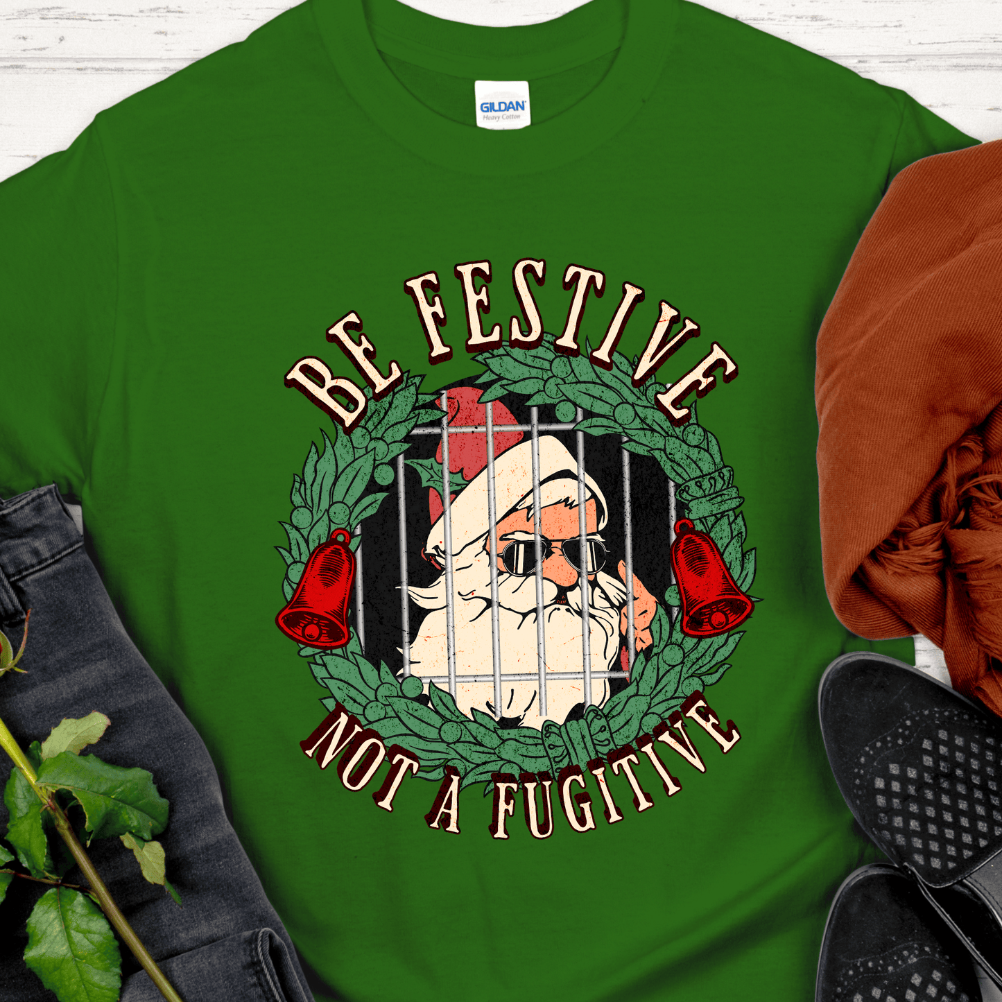 Christmas Recovery T-Shirt | Inspiring Sobriety |  Be Festive, Not a Fugitive