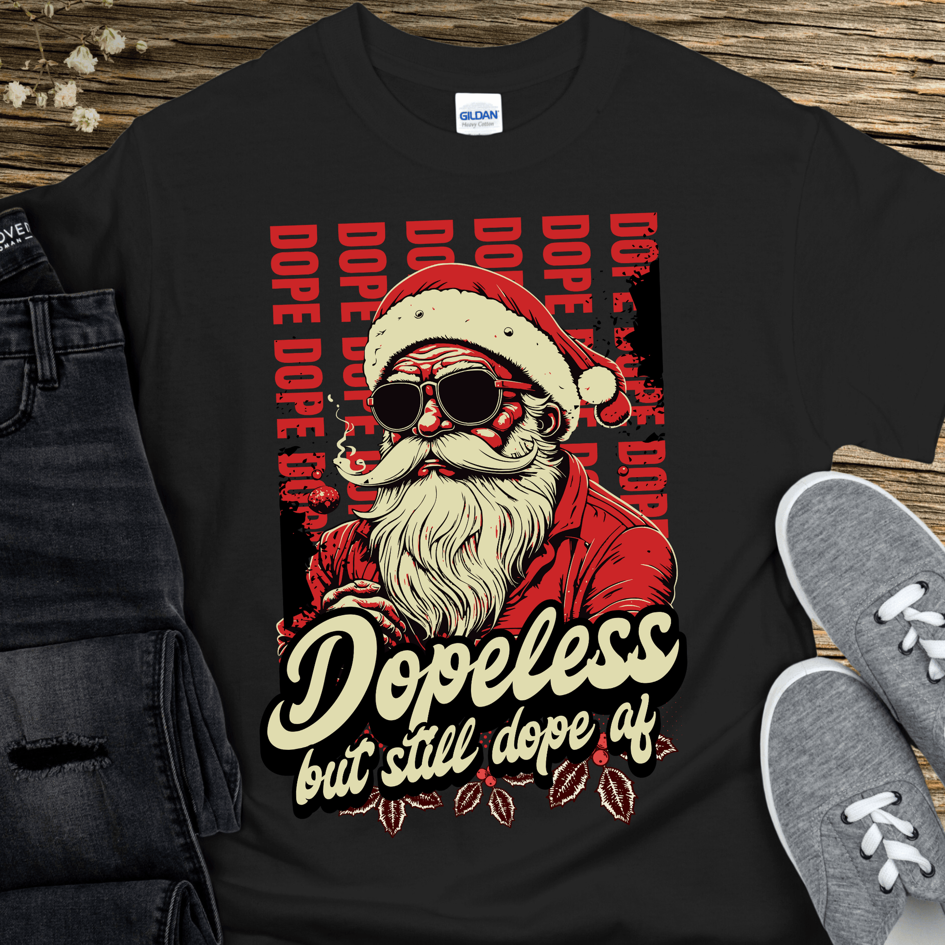 Christmas Recovery T-Shirt | Inspiring Sobriety |   Dopeless But Dope AF Santa