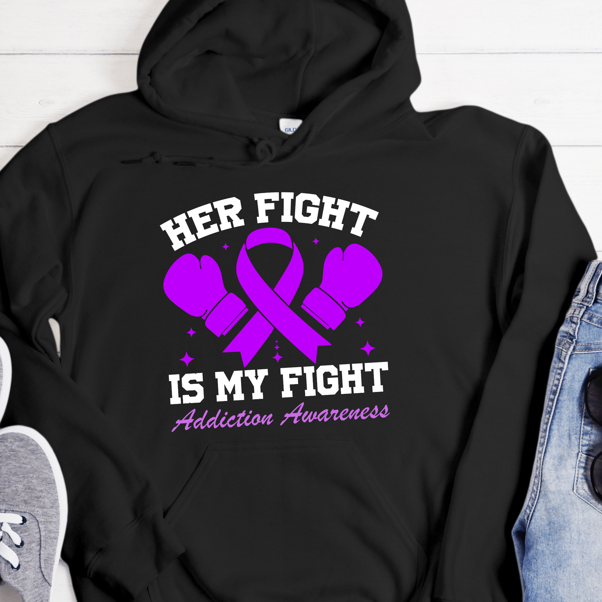 Recovery Sweaters Custom Recovery Hoodie | Inspiring Sobriety | Her Fight Is My Fight