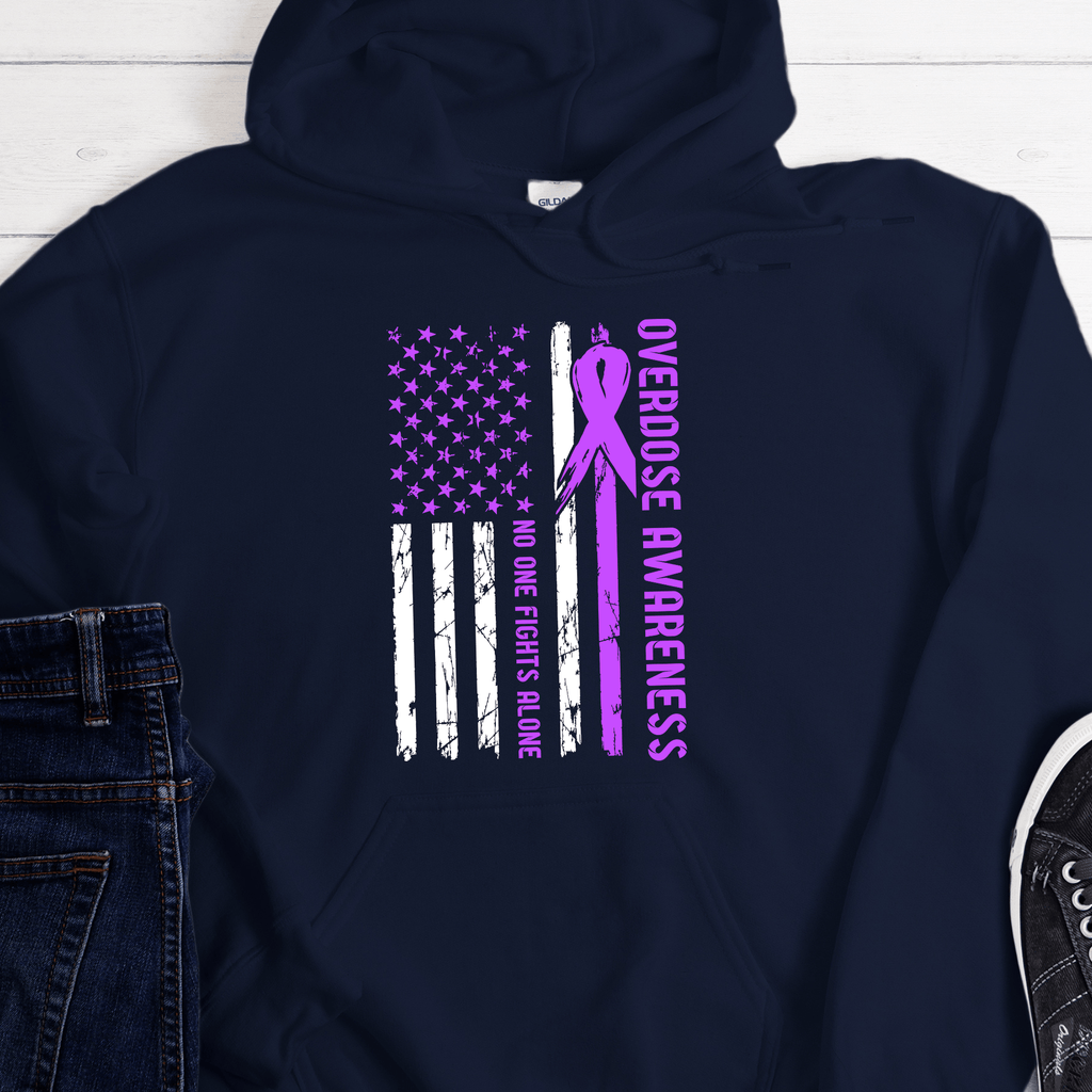 Custom Recovery Hoodie | Inspiring Sobriety |  No One Fights Alone Overdose Awareness