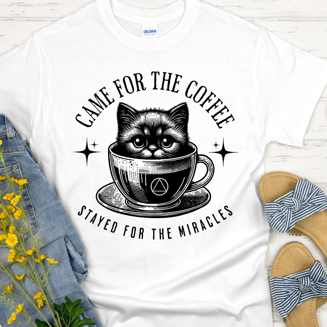 Custom Recovery T-Shirt | Inspiring Sobriety | Coffee & Miracles