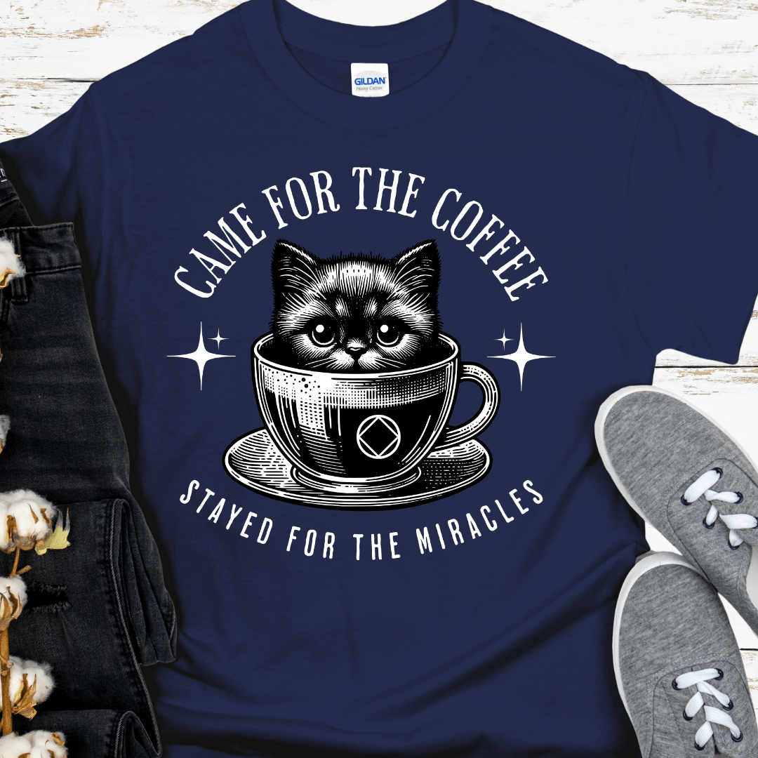 Custom Recovery T-Shirt | Inspiring Sobriety | Coffee & Miracles