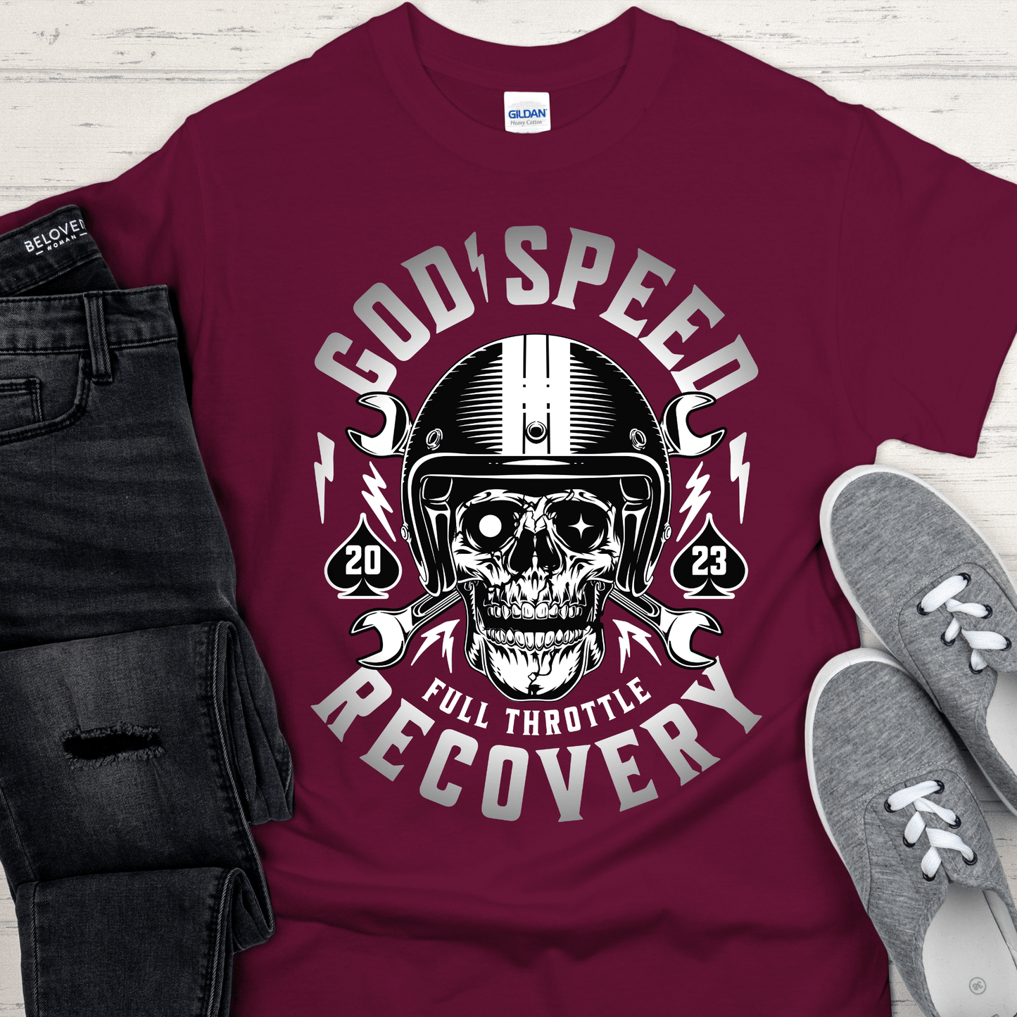 Custom Recovery T-Shirt | Inspiring Sobriety |  God Speed - Full Throttle Recovery