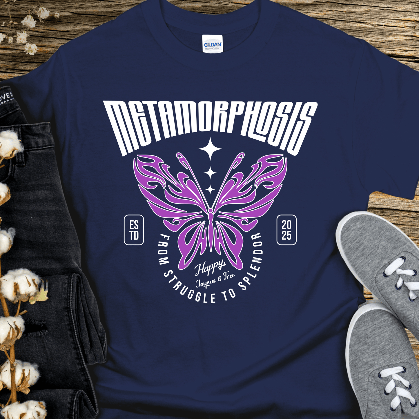 Custom Recovery T-Shirt | Inspiring Sobriety |  Metamorphosis Butterfly