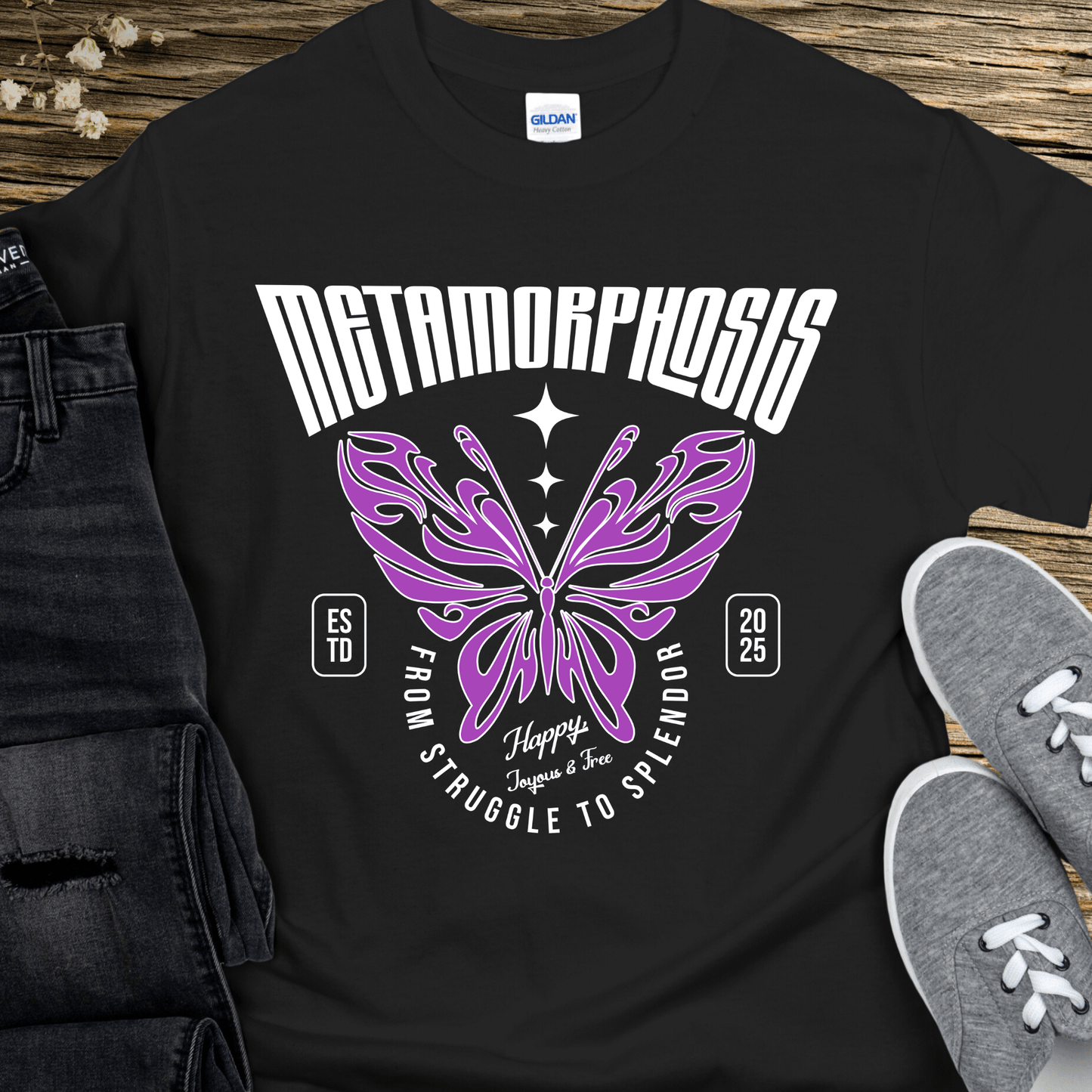 Custom Recovery T-Shirt | Inspiring Sobriety |  Metamorphosis Butterfly