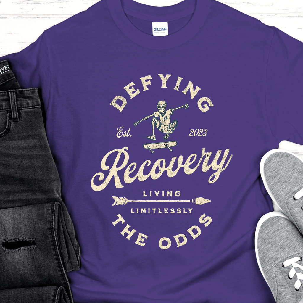 Custom Recovery T-Shirt | Inspiring Sobriety |   Recovery - Defying The Odds