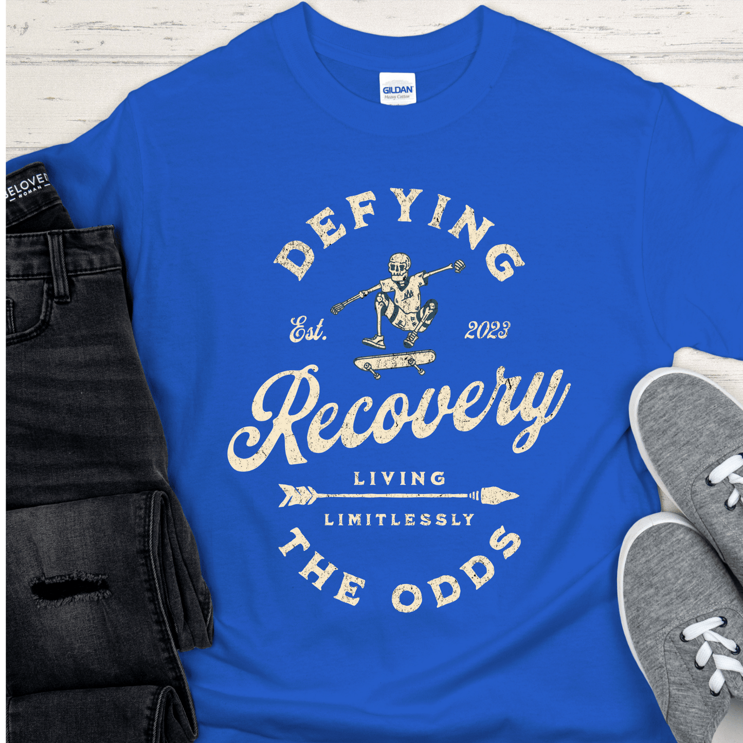 Custom Recovery T-Shirt | Inspiring Sobriety |   Recovery - Defying The Odds