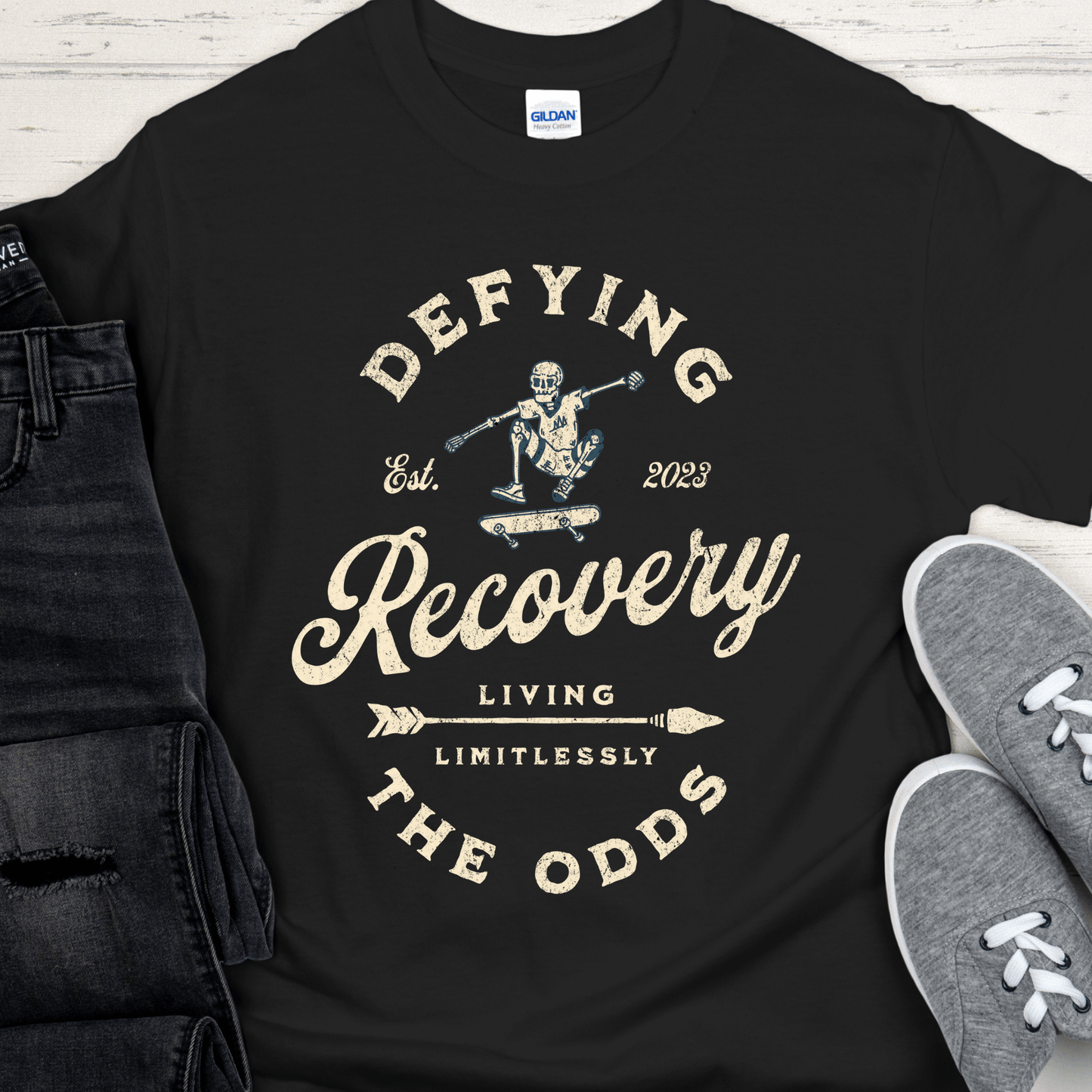 Custom Recovery T-Shirt | Inspiring Sobriety |   Recovery - Defying The Odds