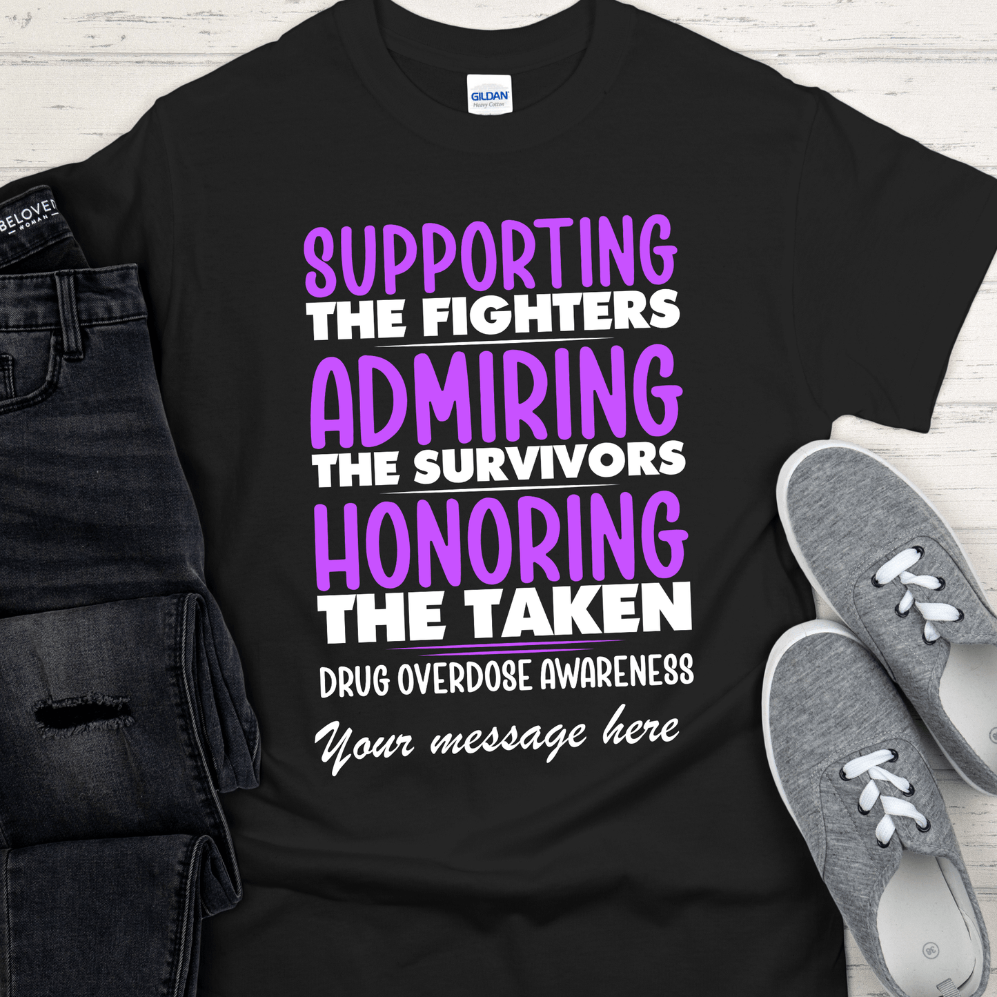 Custom Recovery T-Shirt | Inspiring Sobriety |  Supporting The Fighters Overdose Awareness