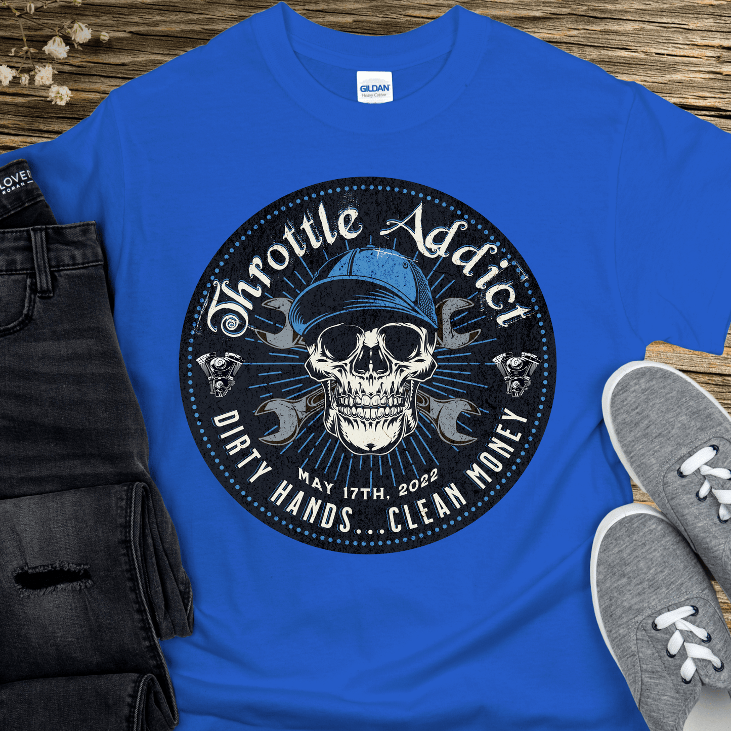 Custom Recovery T-Shirt | Inspiring Sobriety |  Throttle Addict, - Dirty Hands, Clean Money