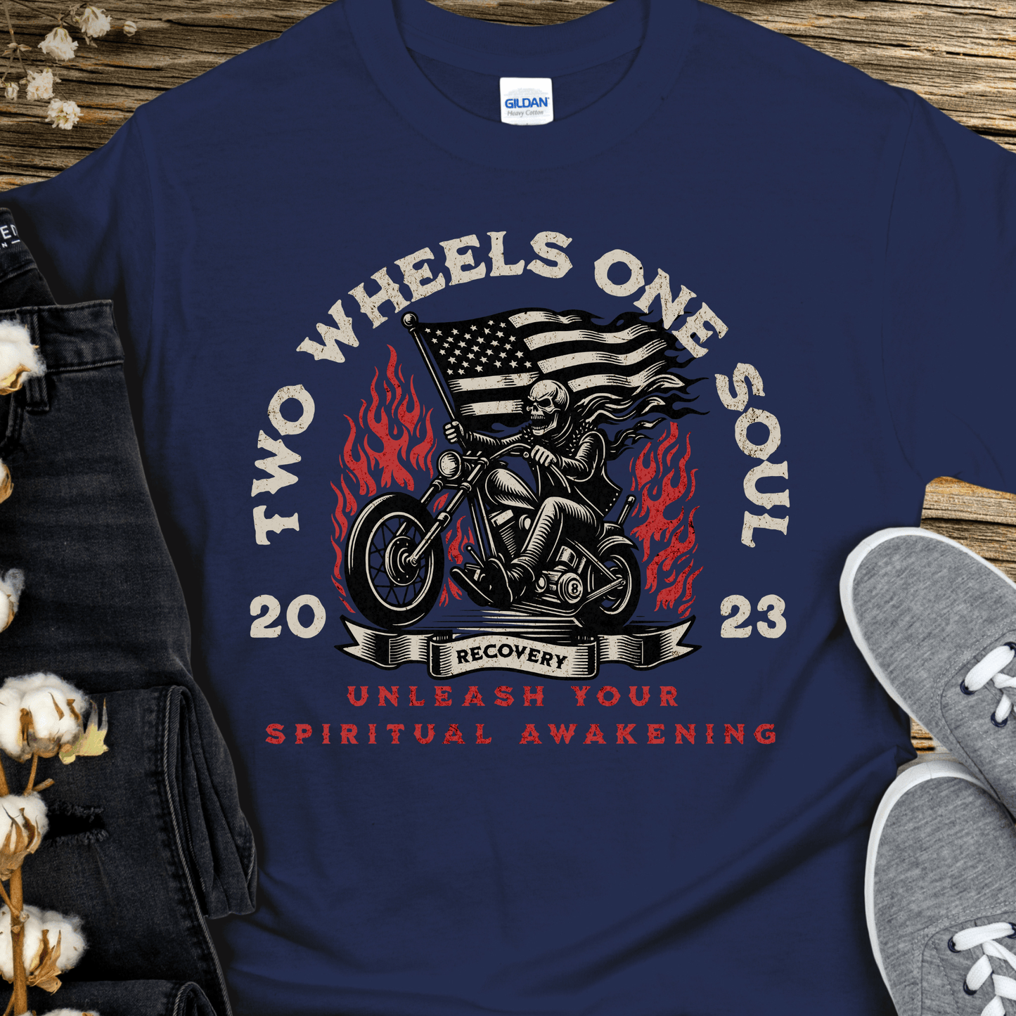 Custom Recovery T-Shirt | Inspiring Sobriety |  Two Wheels,  One Soul