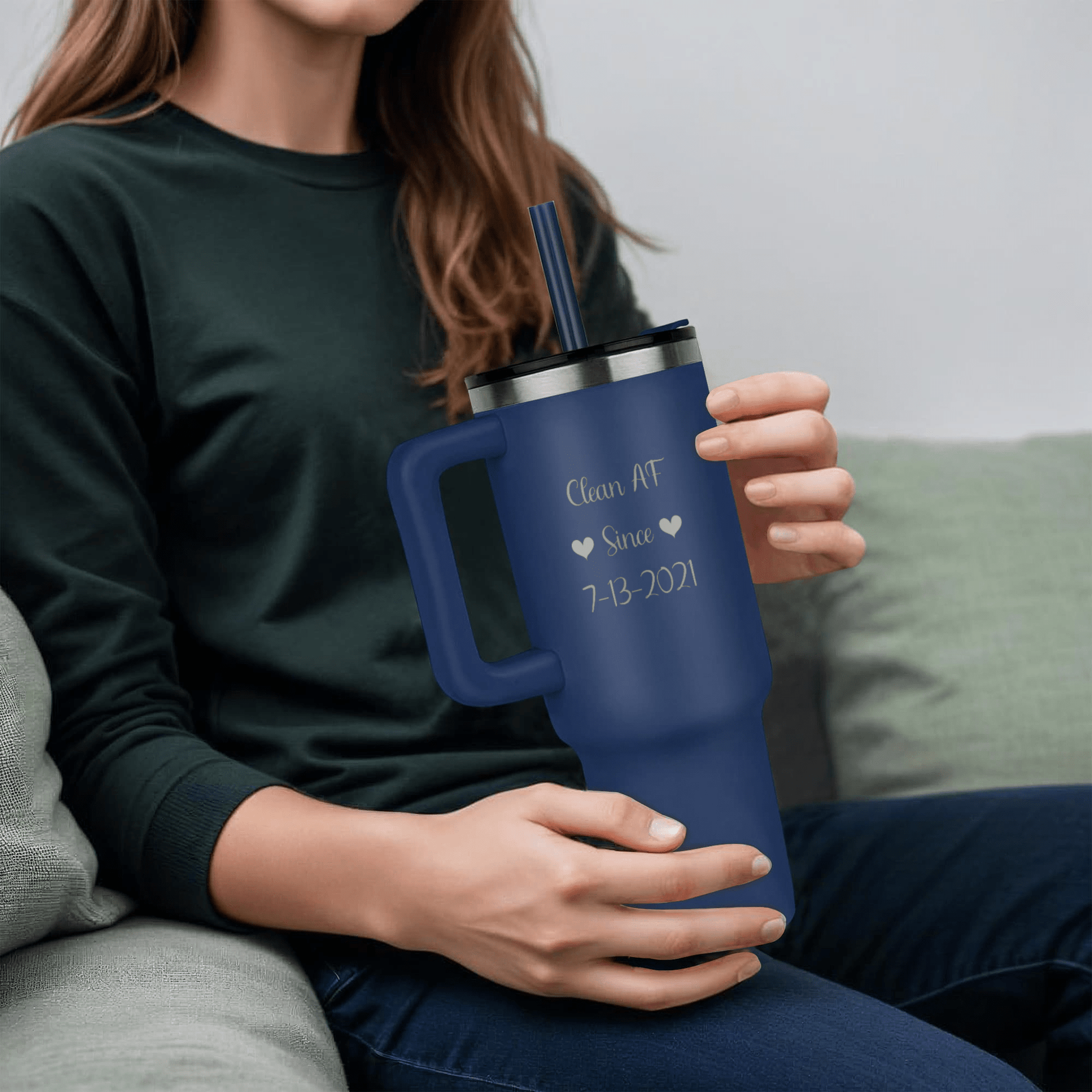 Custom SS Recovery Tumbler | Inspiring Sobriety | Clean AF Since