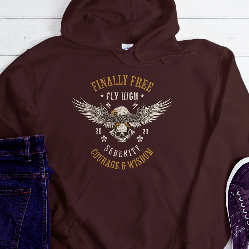 brown Recovery Hoodie | Inspiring Sobriety | Finally Free, Fly High