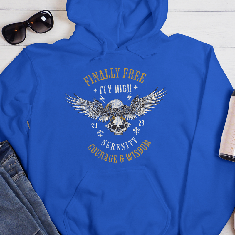 royal blue Recovery Hoodie | Inspiring Sobriety | Finally Free, Fly High
