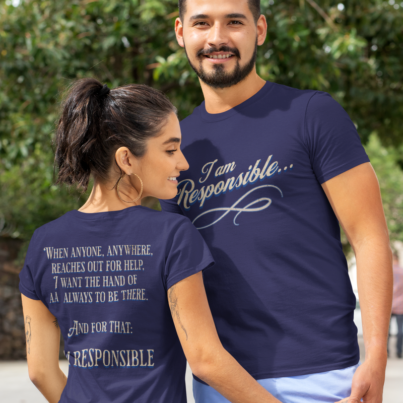 navy AA Recovery Unisex T-Shirt | Inspiring Sobriety |  I Am Responsible