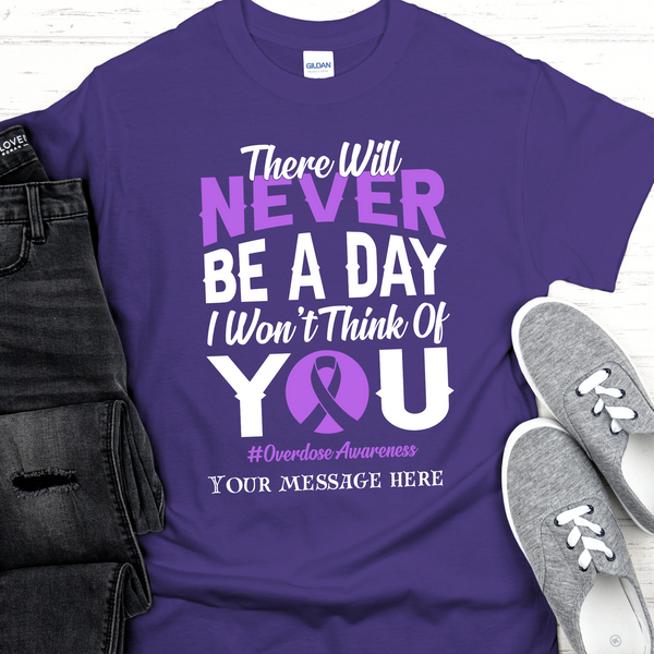 custom purple overdose awareness memorial t-shirt by inspiring sobriety