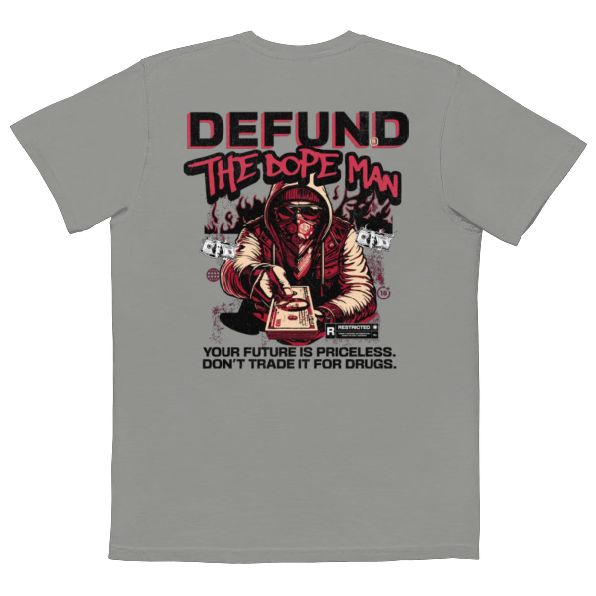 Peter - Gray - Defund Unisex garment-dyed pocket t-shirt