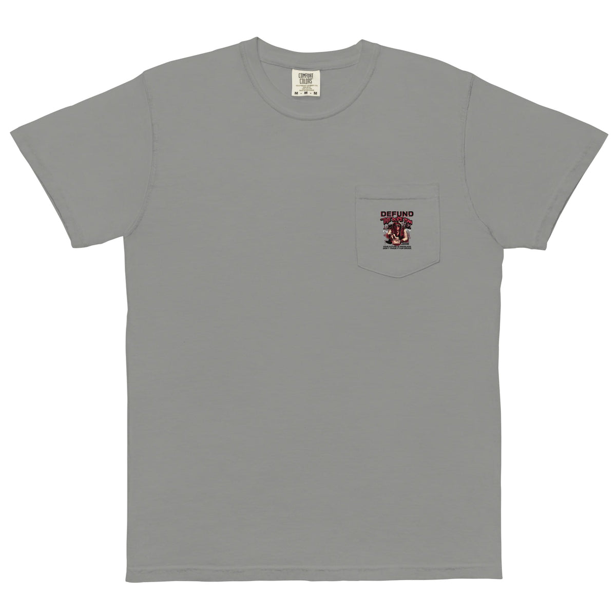 Peter - Gray - Defund Unisex garment-dyed pocket t-shirt