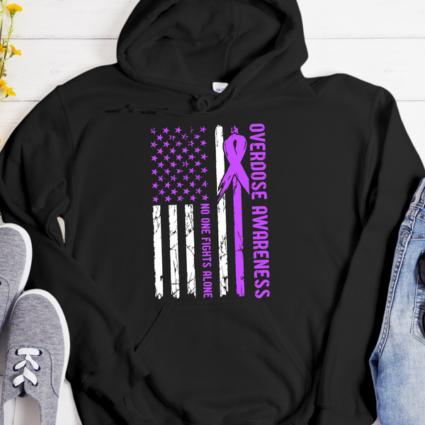 Recovery Hoodie | Inspiring Sobriety |  No One Fights Alone Overdose Awareness