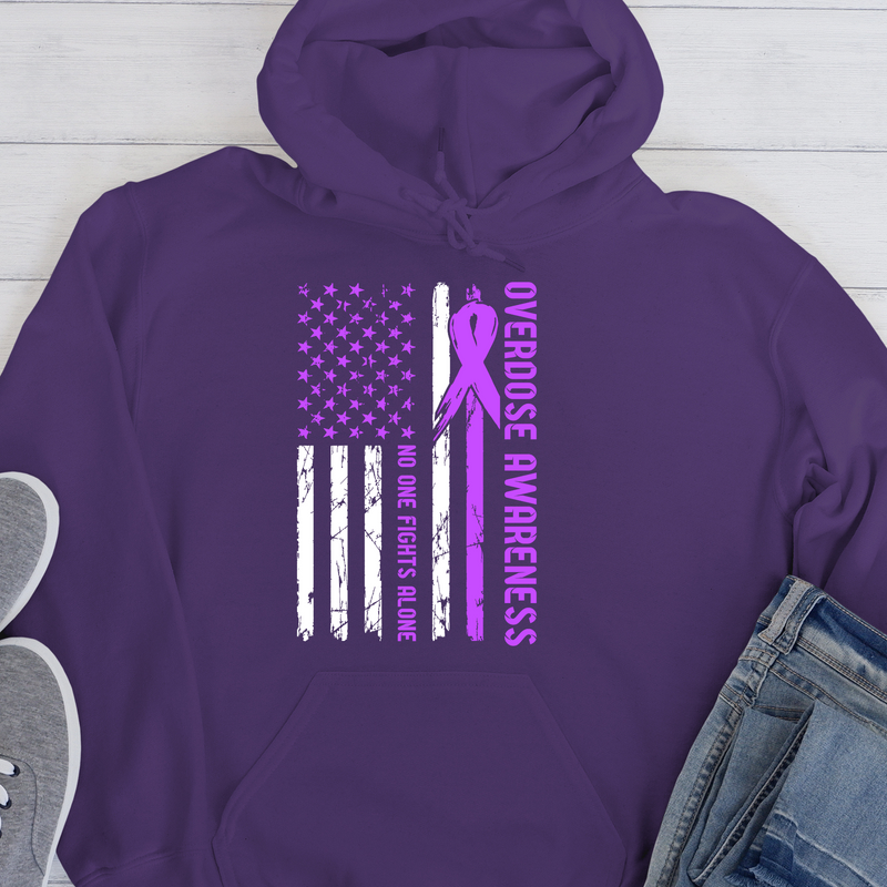 purple Recovery Hoodie | Inspiring Sobriety |  No One Fights Alone Overdose Awareness