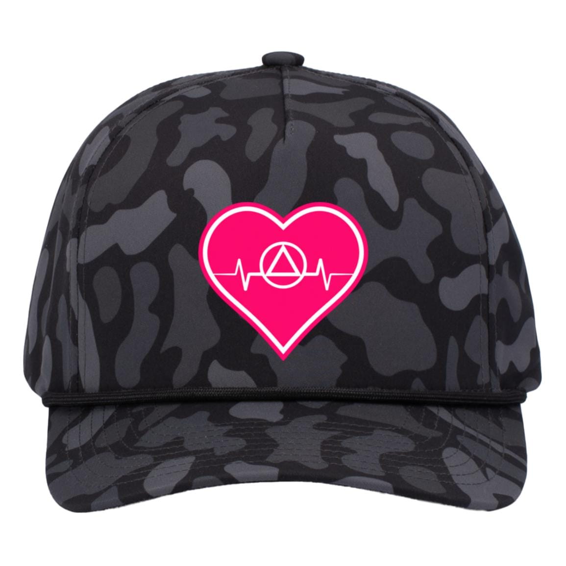 Recovery Camo Trucker Hat | Inspiring Sobriety | AA Symbol Heartbeat