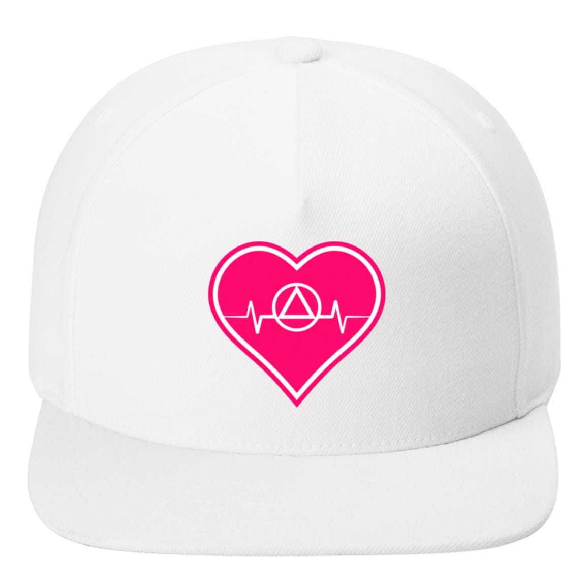 Recovery Flat Bill Snapback Hat | Inspiring Sobriety | AA Symbol Heartbeat