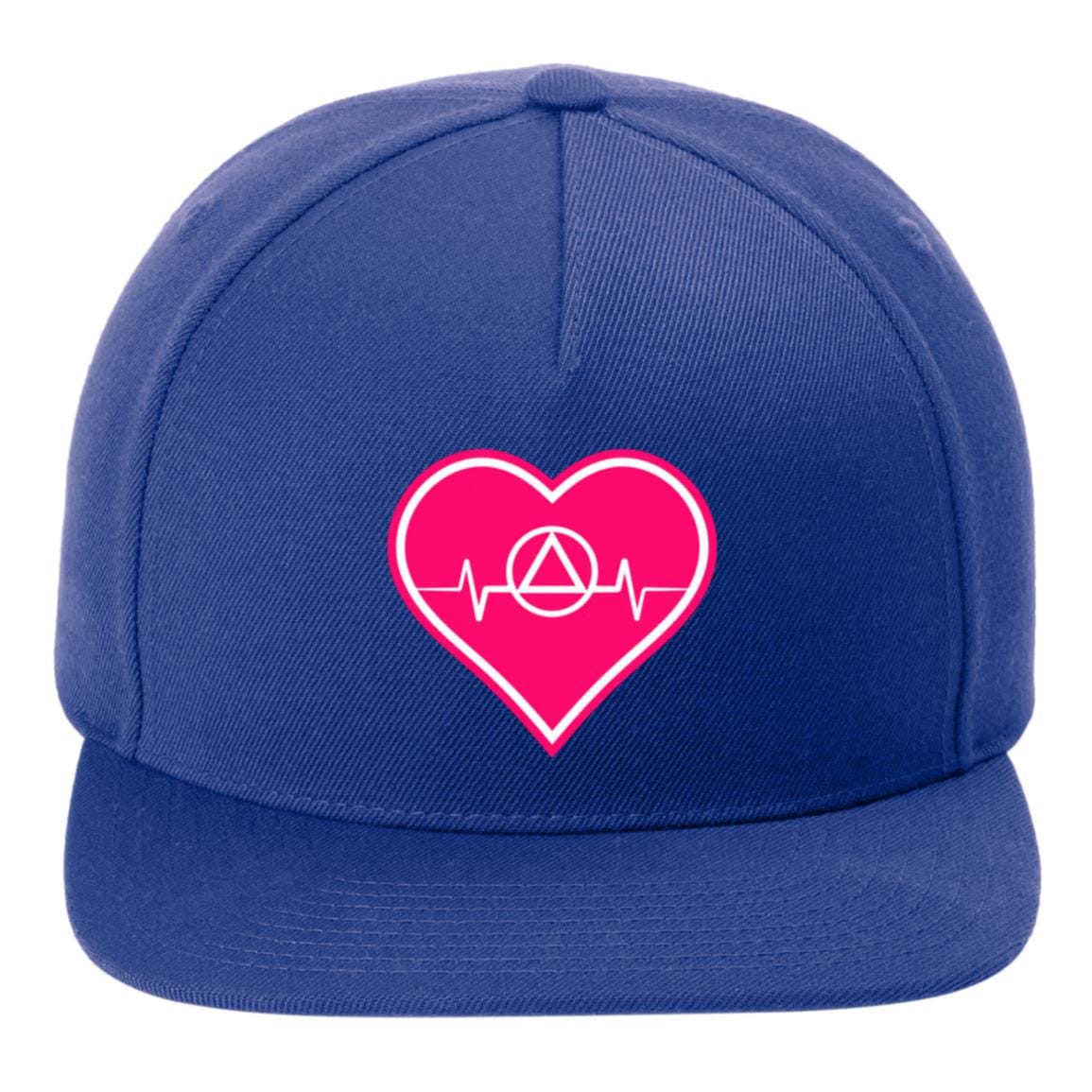 Recovery Flat Bill Snapback Hat | Inspiring Sobriety | AA Symbol Heartbeat