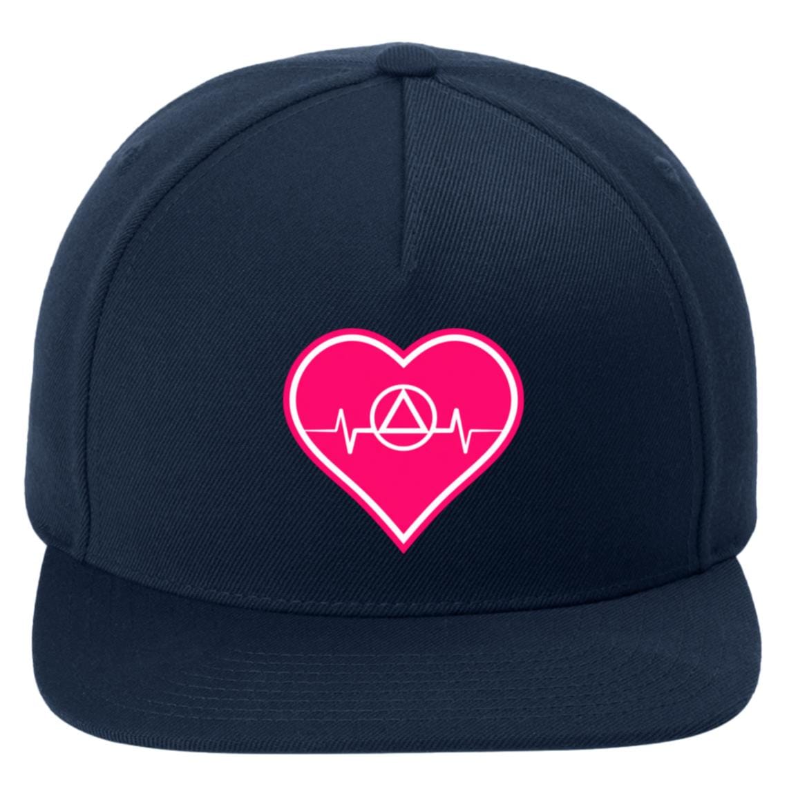Recovery Flat Bill Snapback Hat | Inspiring Sobriety | AA Symbol Heartbeat
