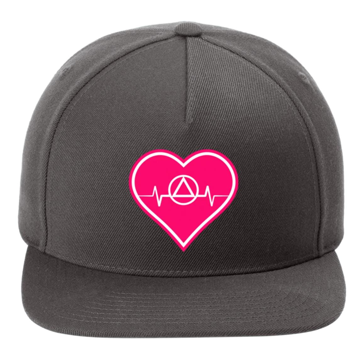 Recovery Flat Bill Snapback Hat | Inspiring Sobriety | AA Symbol Heartbeat