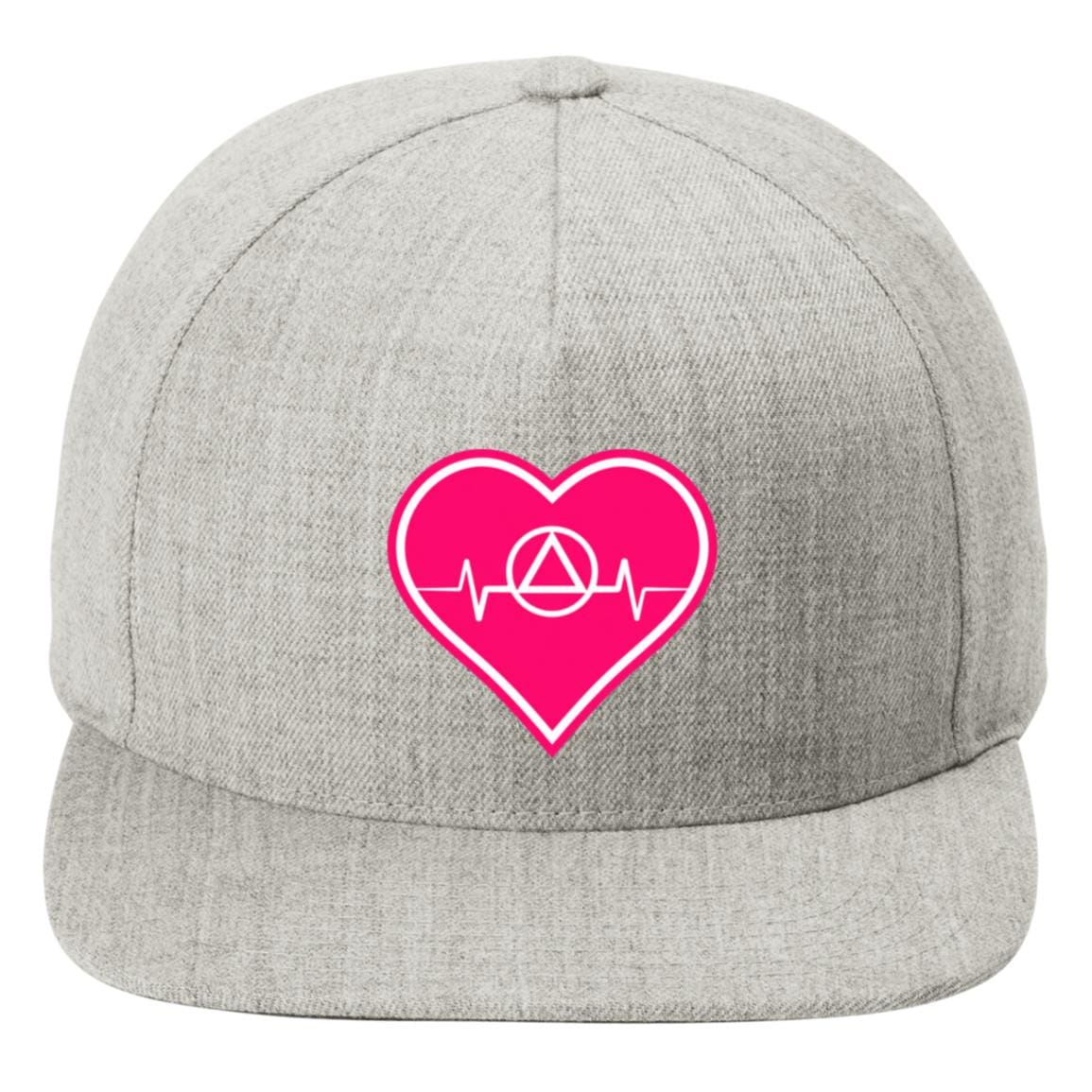 Recovery Flat Bill Snapback Hat | Inspiring Sobriety | AA Symbol Heartbeat
