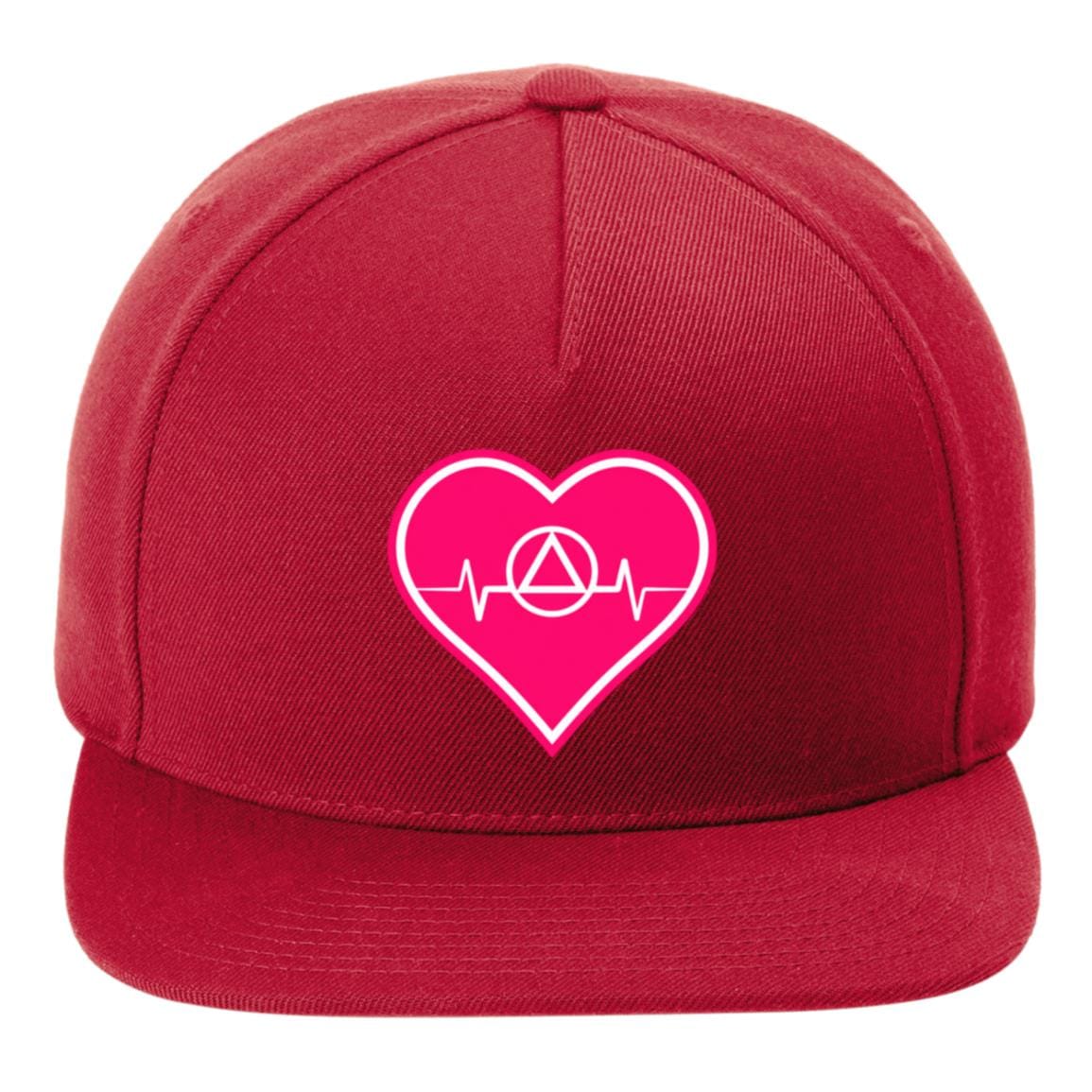 Recovery Flat Bill Snapback Hat | Inspiring Sobriety | AA Symbol Heartbeat