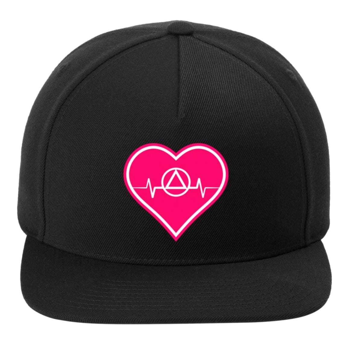 Recovery Flat Bill Snapback Hat | Inspiring Sobriety | AA Symbol Heartbeat