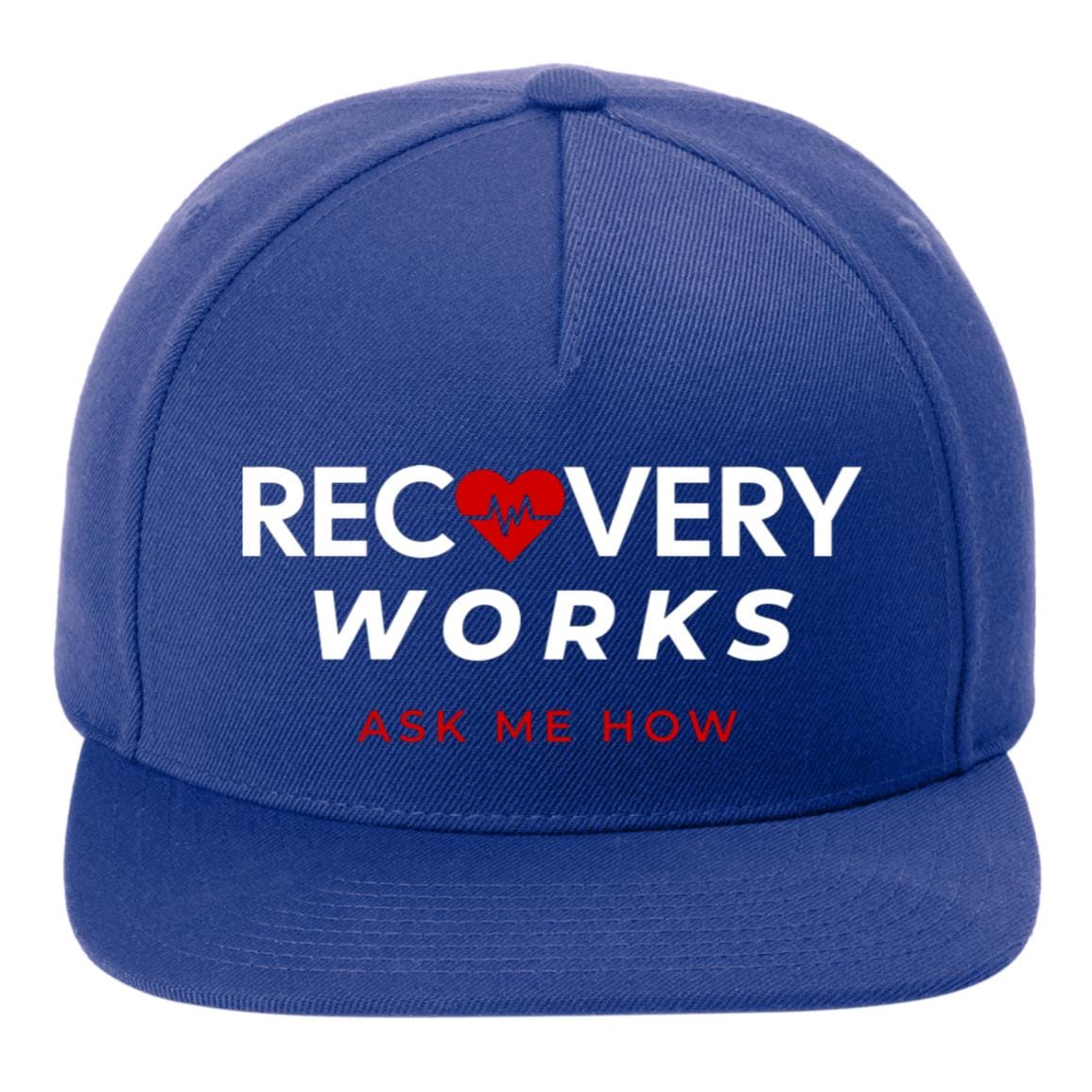 Recovery Flat Bill Snapback Hat | Inspiring Sobriety | Recovery Works Ask Me How