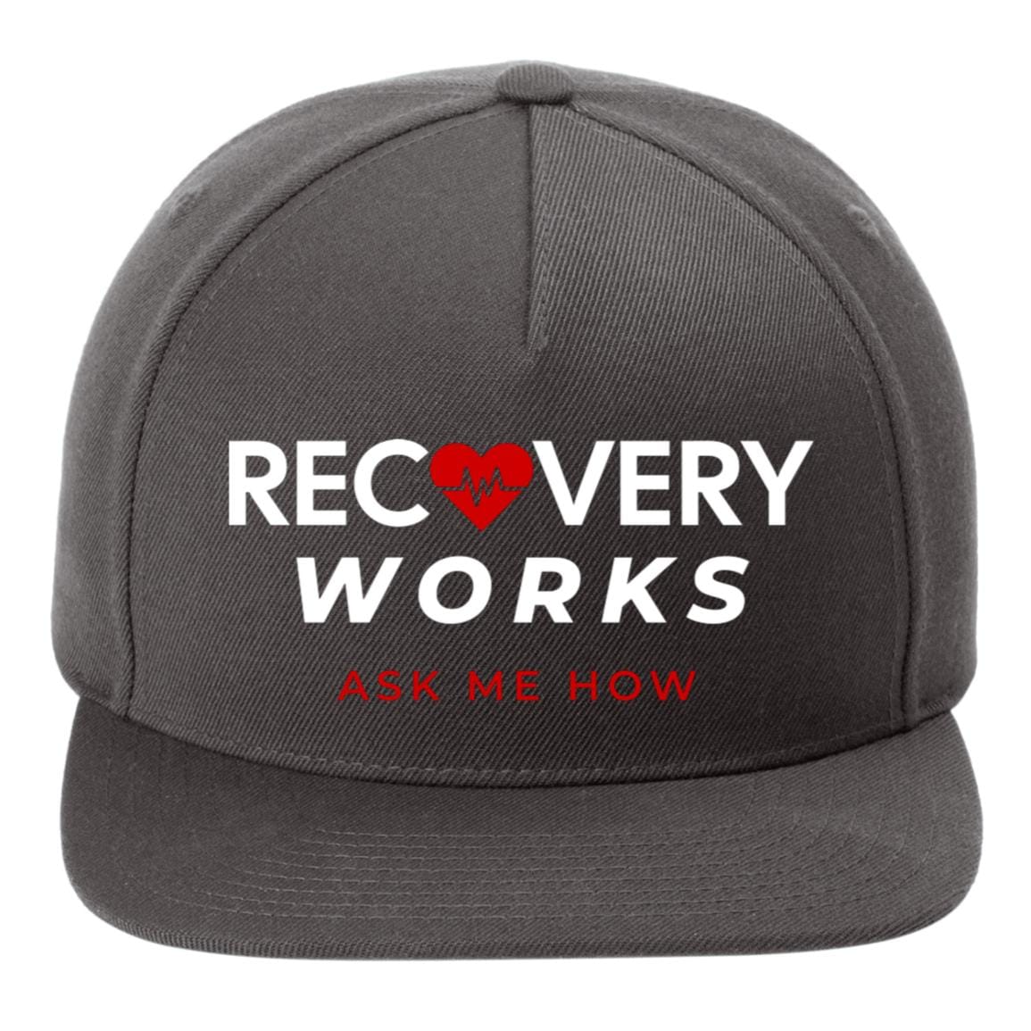 Recovery Flat Bill Snapback Hat | Inspiring Sobriety | Recovery Works Ask Me How