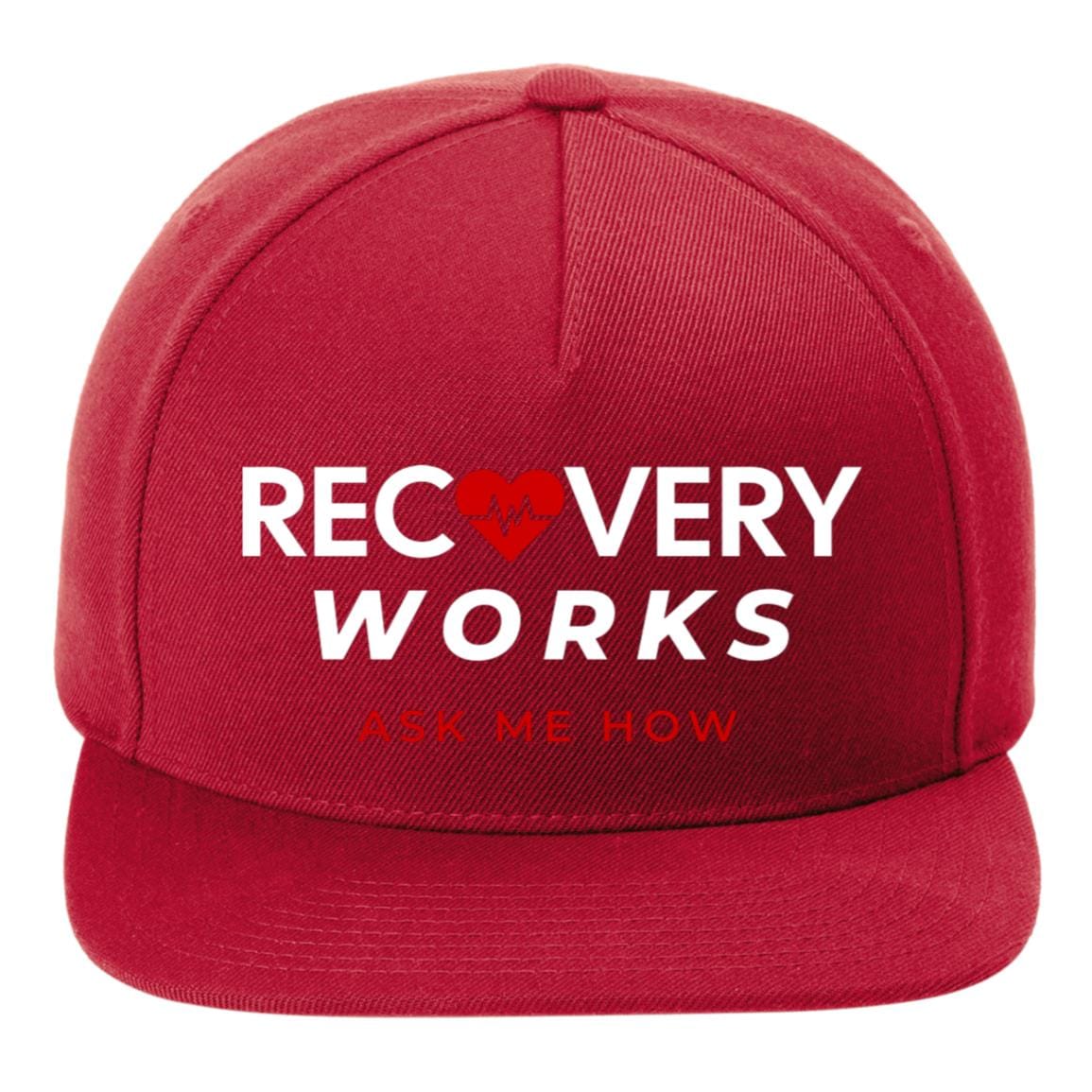 Recovery Flat Bill Snapback Hat | Inspiring Sobriety | Recovery Works Ask Me How