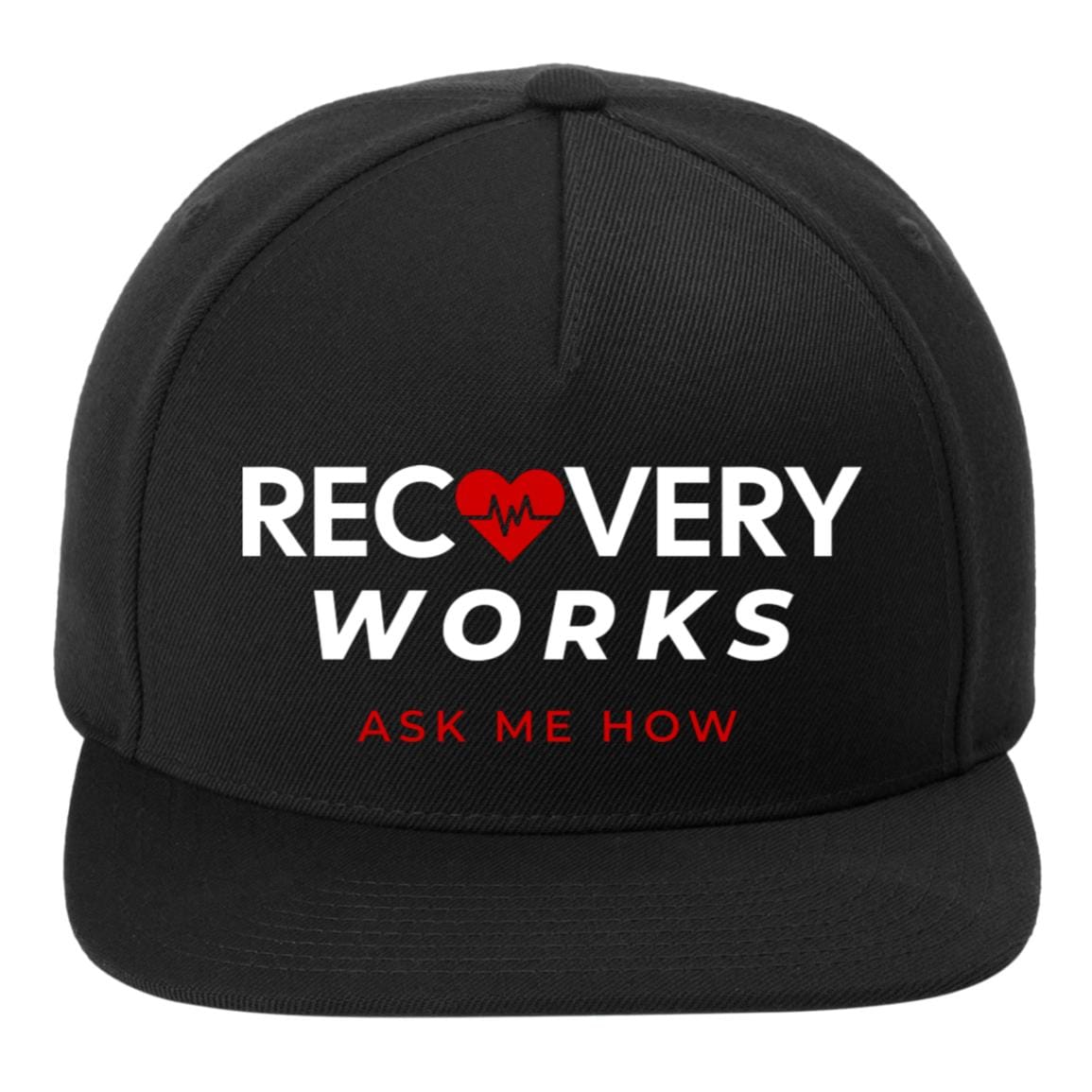 Recovery Flat Bill Snapback Hat | Inspiring Sobriety | Recovery Works Ask Me How