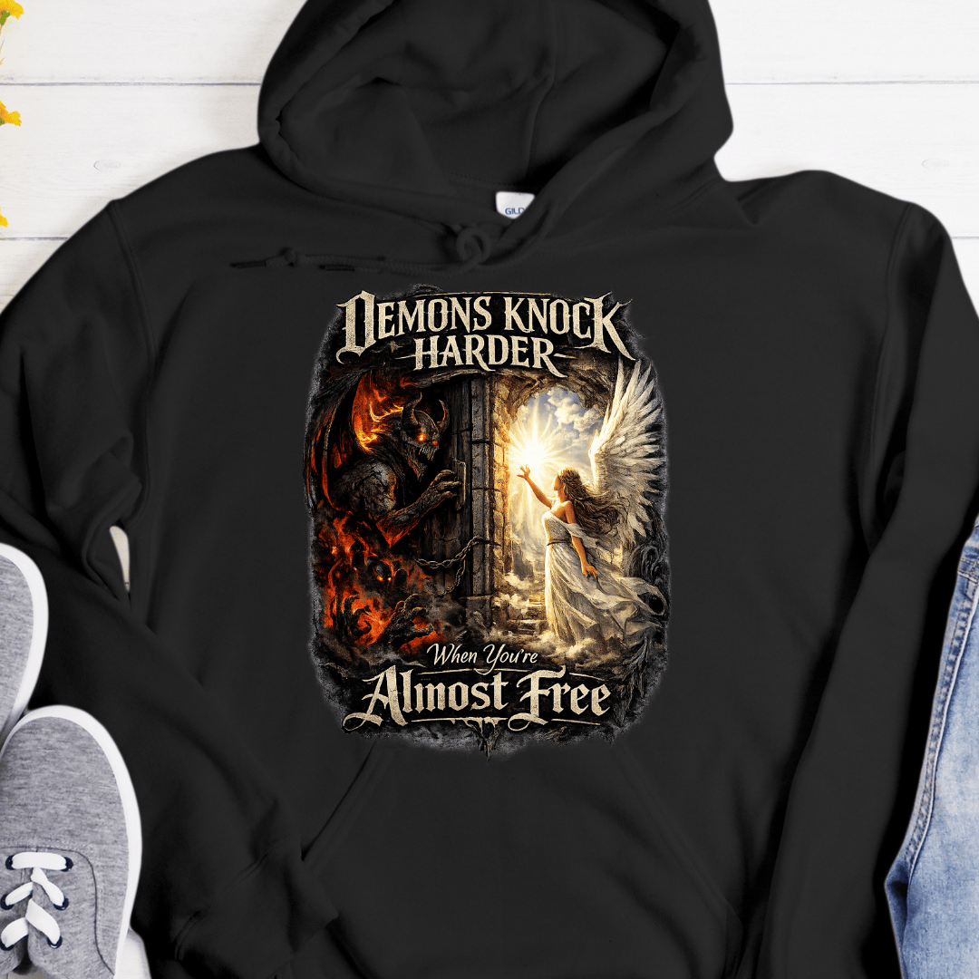 Recovery Hoodie | Inspiring Sobriety |  Demons Knock Harder When You're Almost Free
