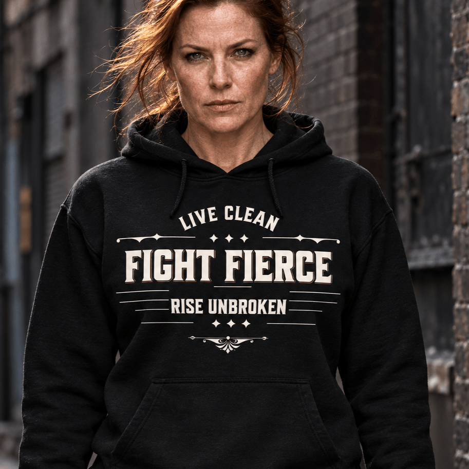 Recovery Hoodie | Inspiring Sobriety |  Live Clean, Fight Fierce, Rise Unbroken