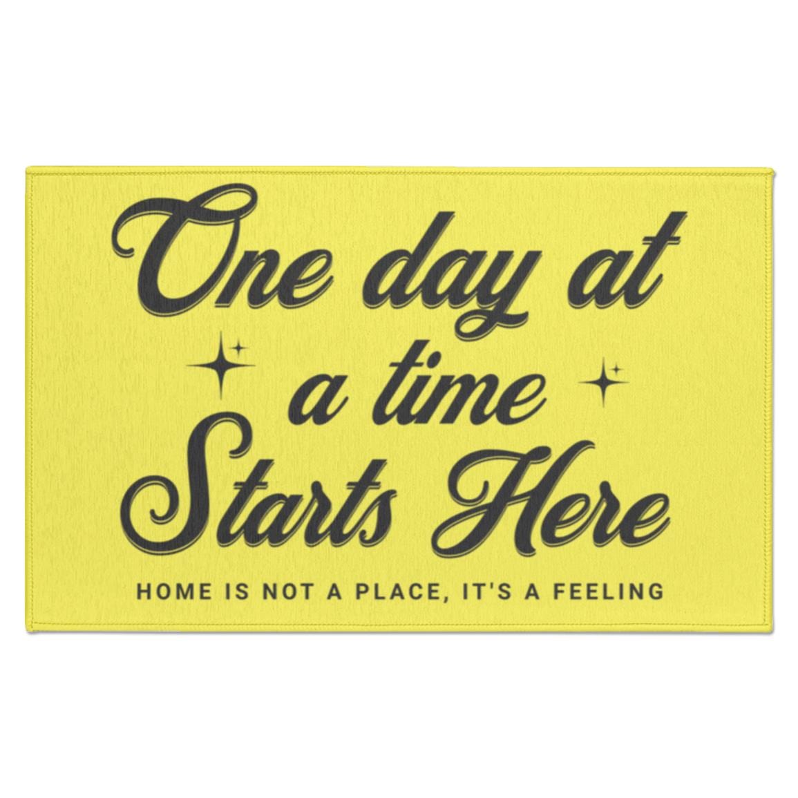 Recovery Indoor Doormat | Inspiring Sobriety | One Day at a Time Starts Here (Light Colors)